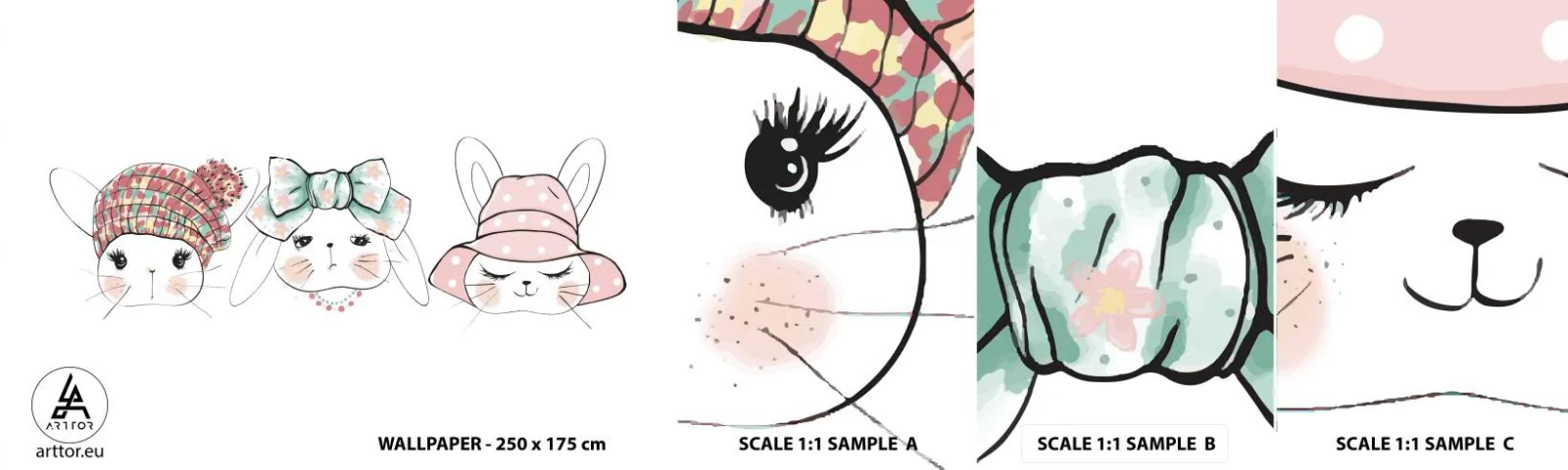 Amostra de Papel de Parede Standard Eco - Pensativa, triste, contente - Para crianças, Gráficos, Ilustração - 100x30 cm