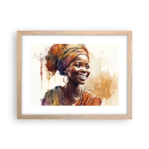 Pôster com moldura de carvalho claro - Rainha africana - 40x30 cm
