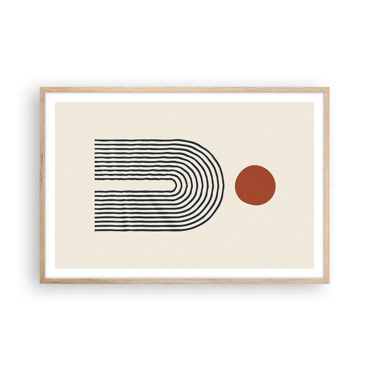 Pôster com moldura de carvalho claro - Magnetismo de formas e cores - 91x61 cm