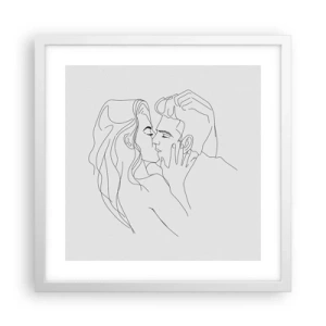 Pôster em moldura branca - Com a mesma linha - 40x40 cm