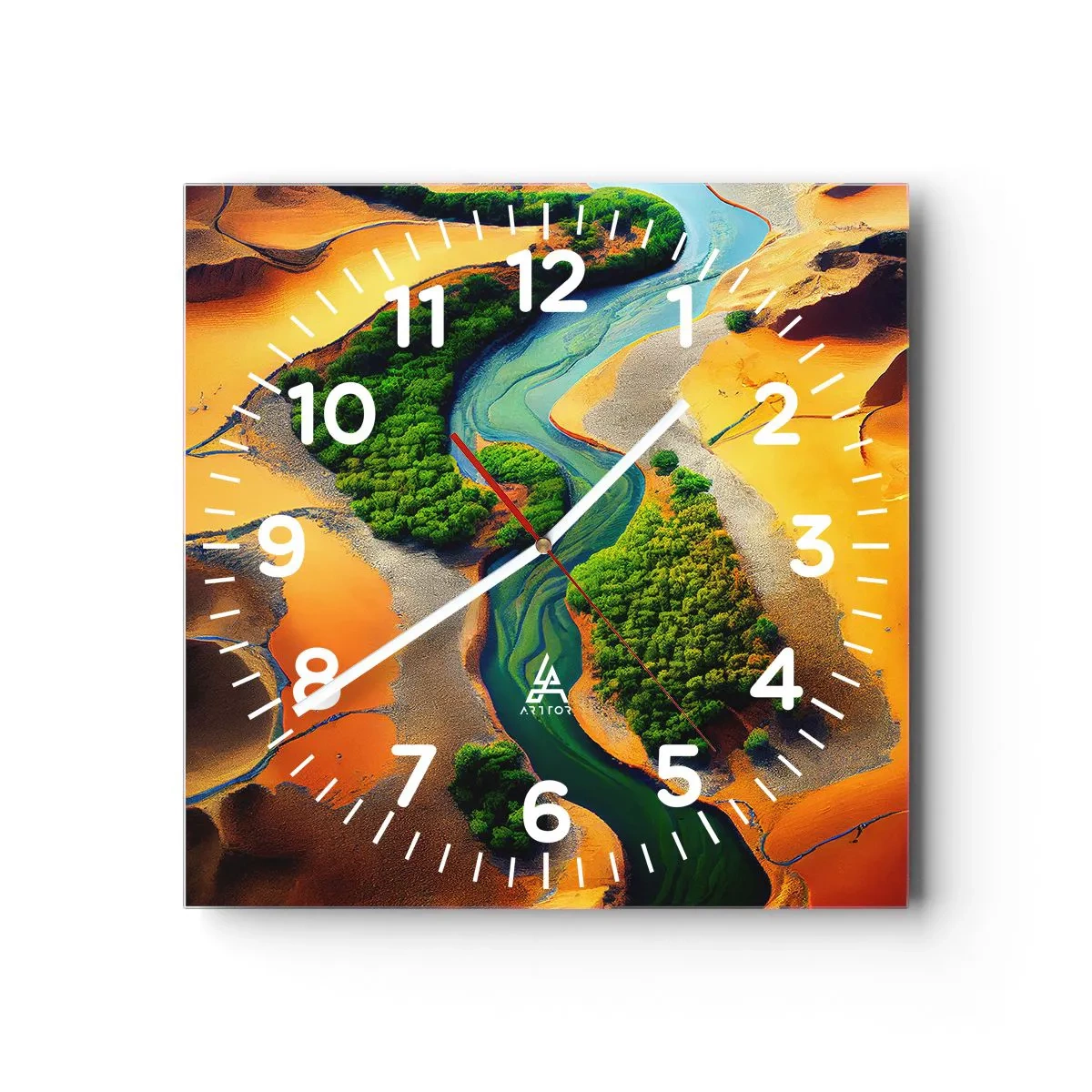 Relógio de parede - Relógio em vidro - Rio que dá vida - 30x30 cm