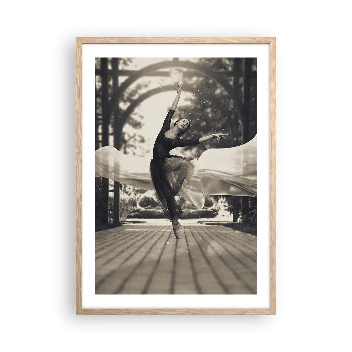 Pôster com moldura de carvalho claro - A dança do espírito do jardim - 50x70 cm