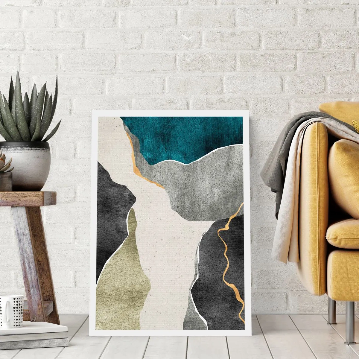 Pôster - Composição de mosaico com fio de ouro - 50x70 cm