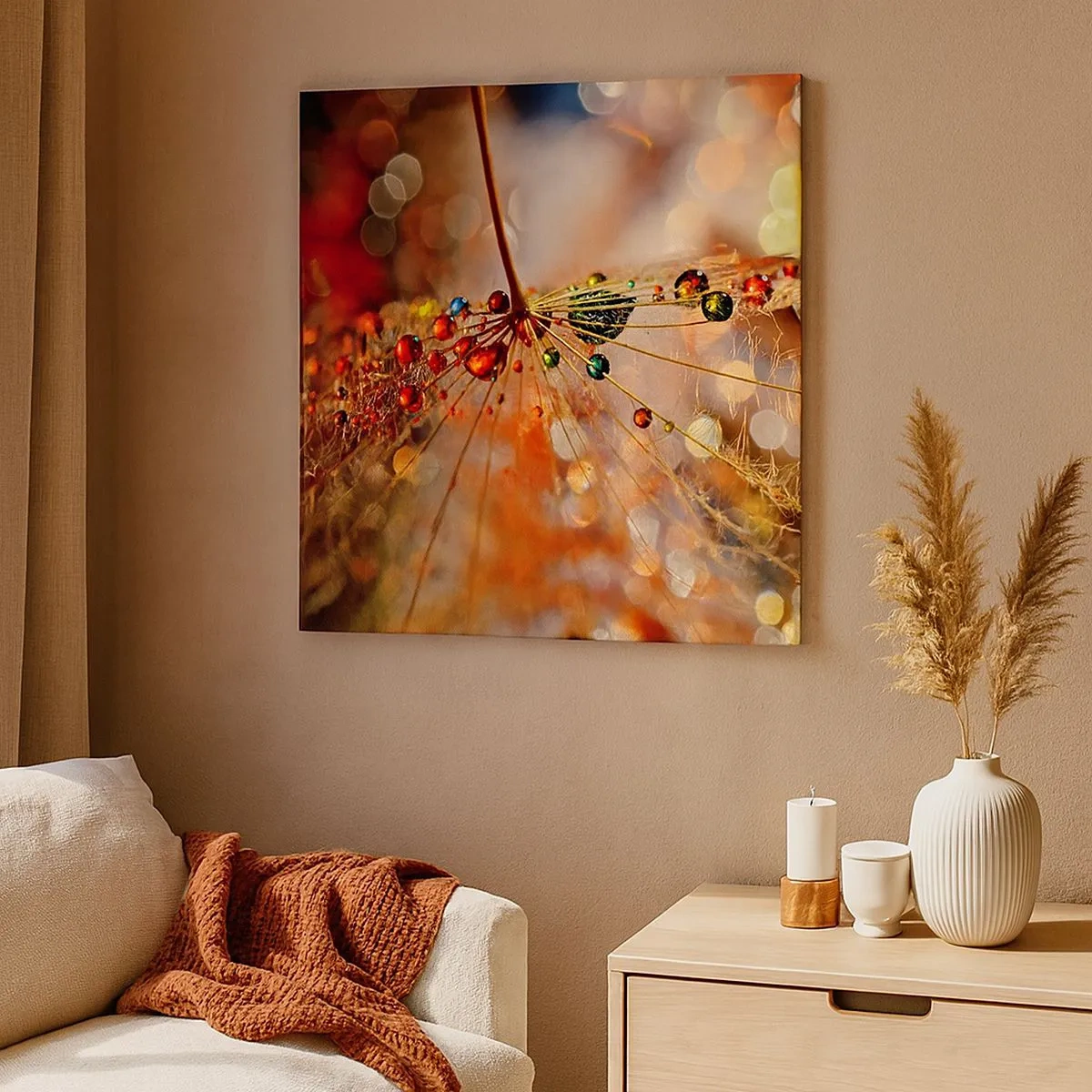 Quadro em tela - Enroscado numa teia de aranha - 30x30 cm