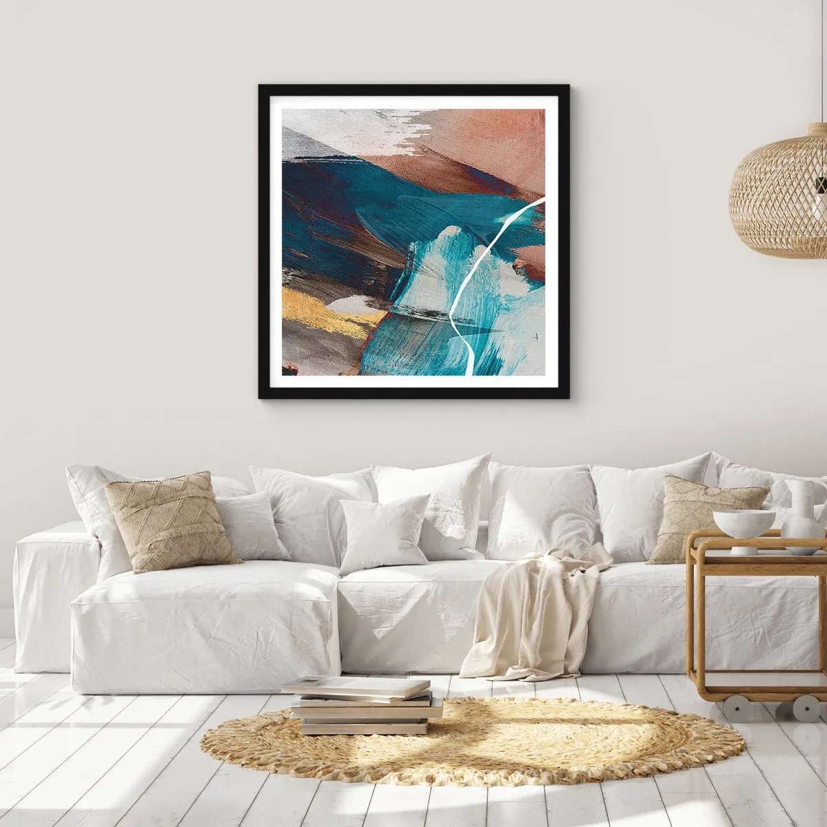 Pôster com moldura preta - Com elegância e energia - 40x40 cm