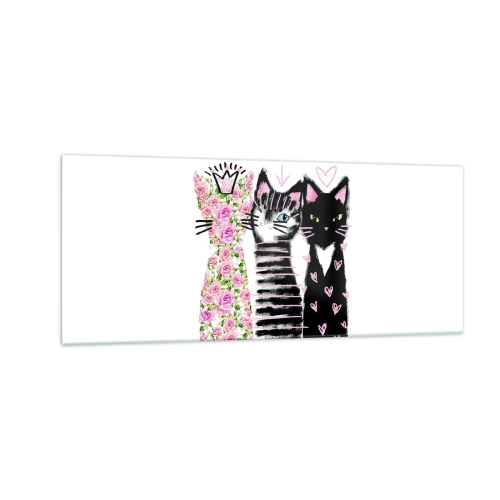 Quadro em vidro - Os três gatos - 100x40 cm