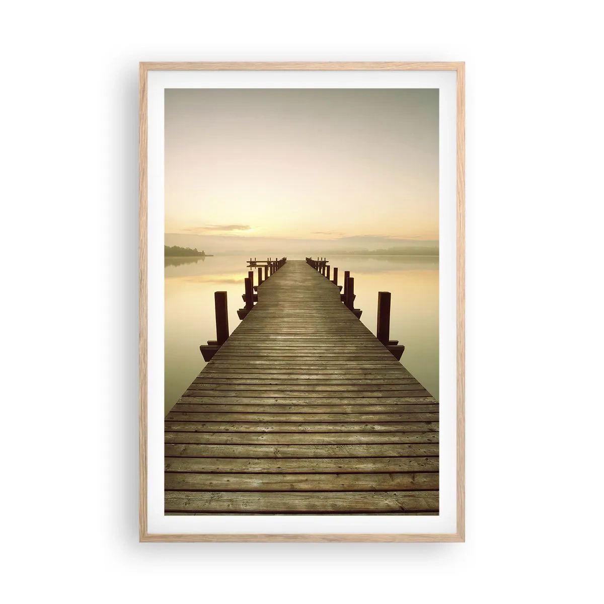 Pôster com moldura de carvalho claro - Antes do amanhecer, nascer do sol, luz - 61x91 cm