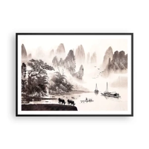 Pôster com moldura preta - O cotidiano exótico do Oriente - 100x70 cm