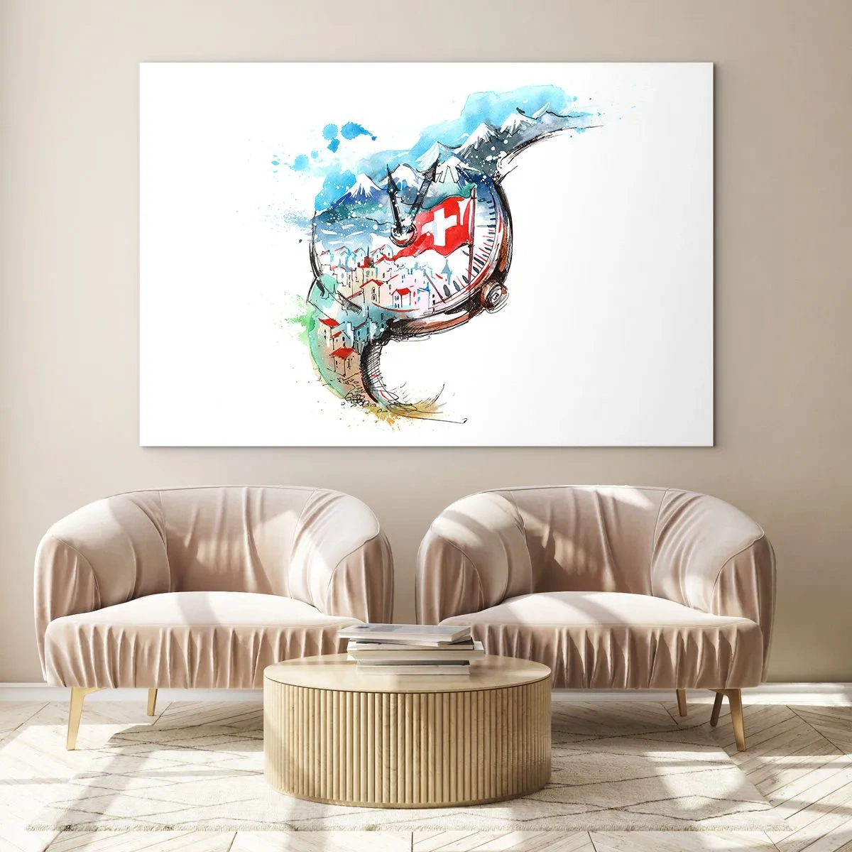 Quadro em vidro - O Espírito da Suíça - 100x70 cm