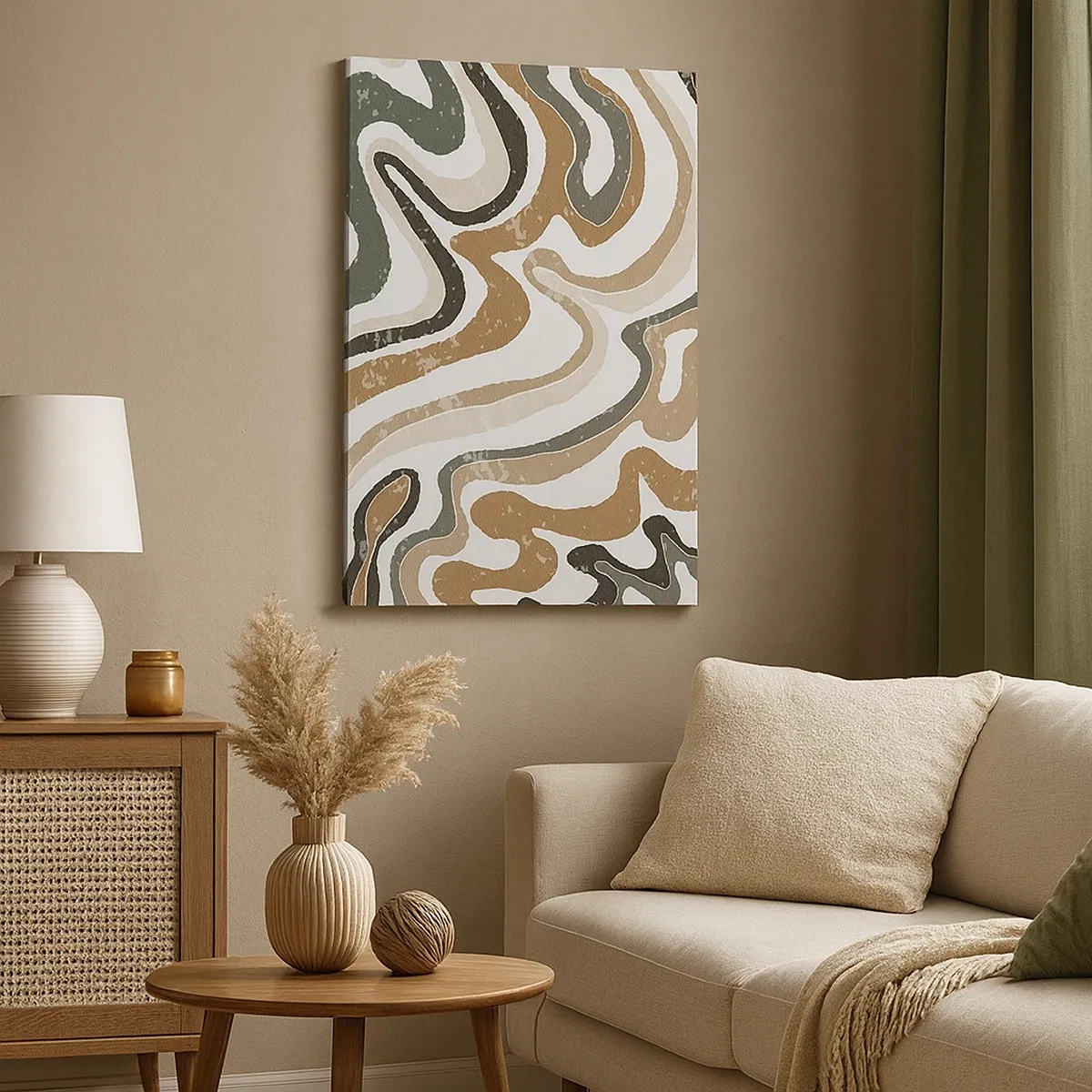 Quadro em tela - Meandros de cores da terra - 50x70 cm