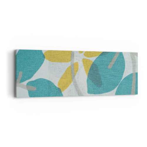 Quadro em tela - Entre as folhas azuis - 90x30 cm