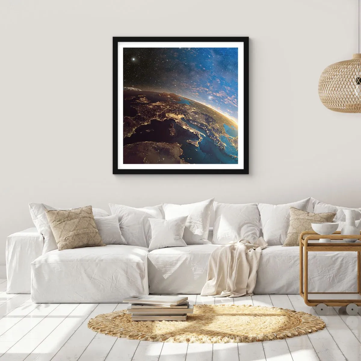 Pôster com moldura preta - Vamos olhar para nós mesmos à distância - 50x50 cm
