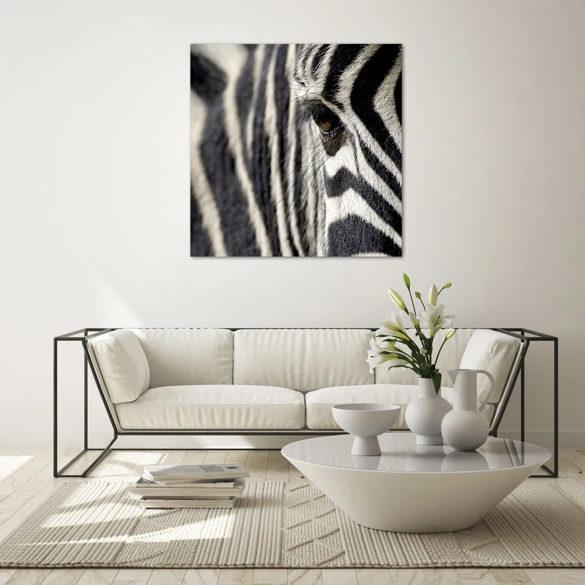 Quadro em vidro - Retrato em listras - 40x40 cm