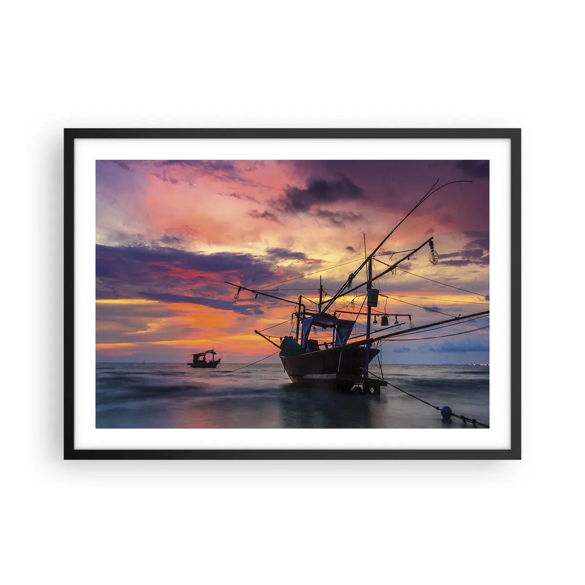 Pôster com moldura preta - Noite exótica - 70x50 cm