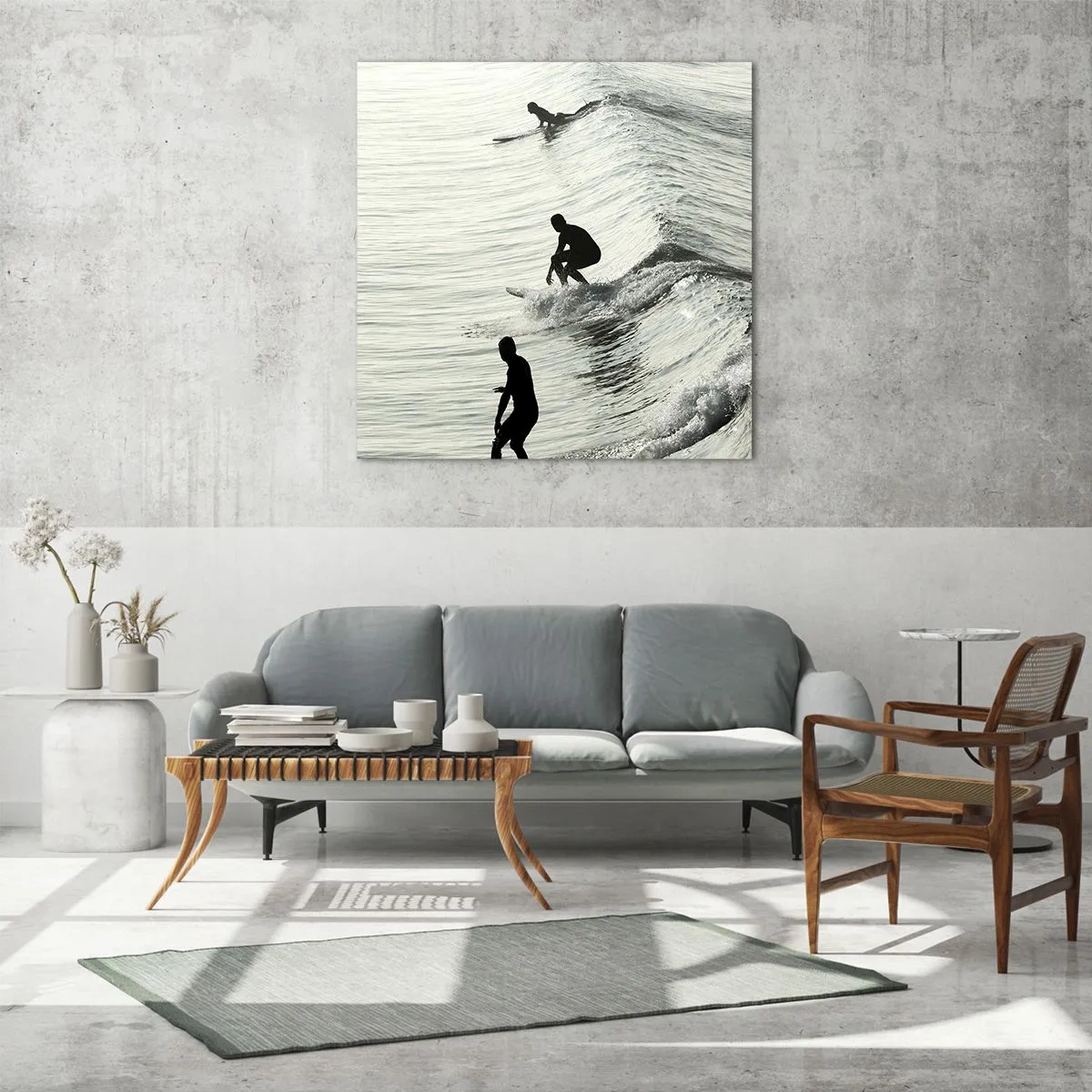 Quadro em vidro - Para conhecer a onda - 40x40 cm