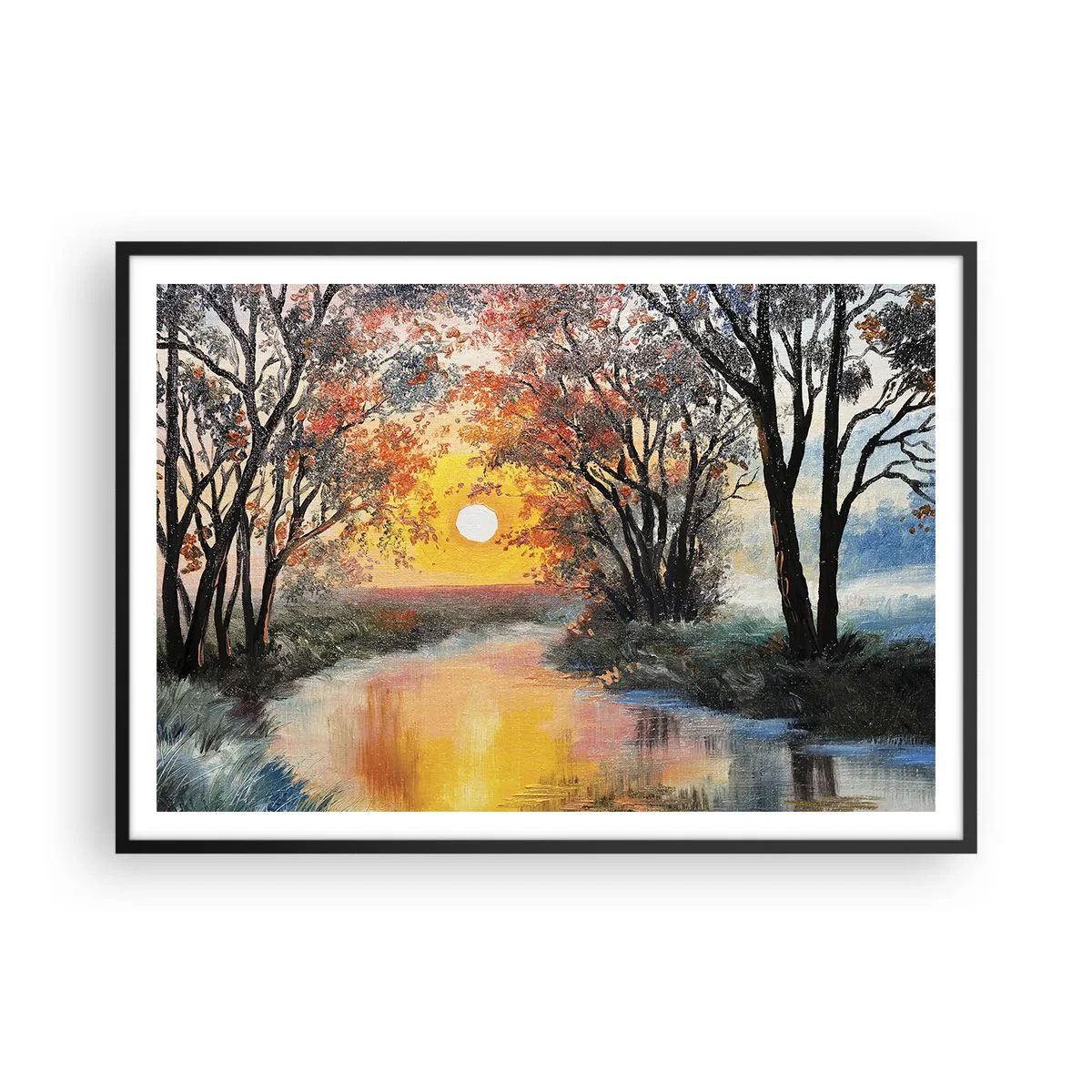 Pôster com moldura preta - Vibrações de outono - 100x70 cm