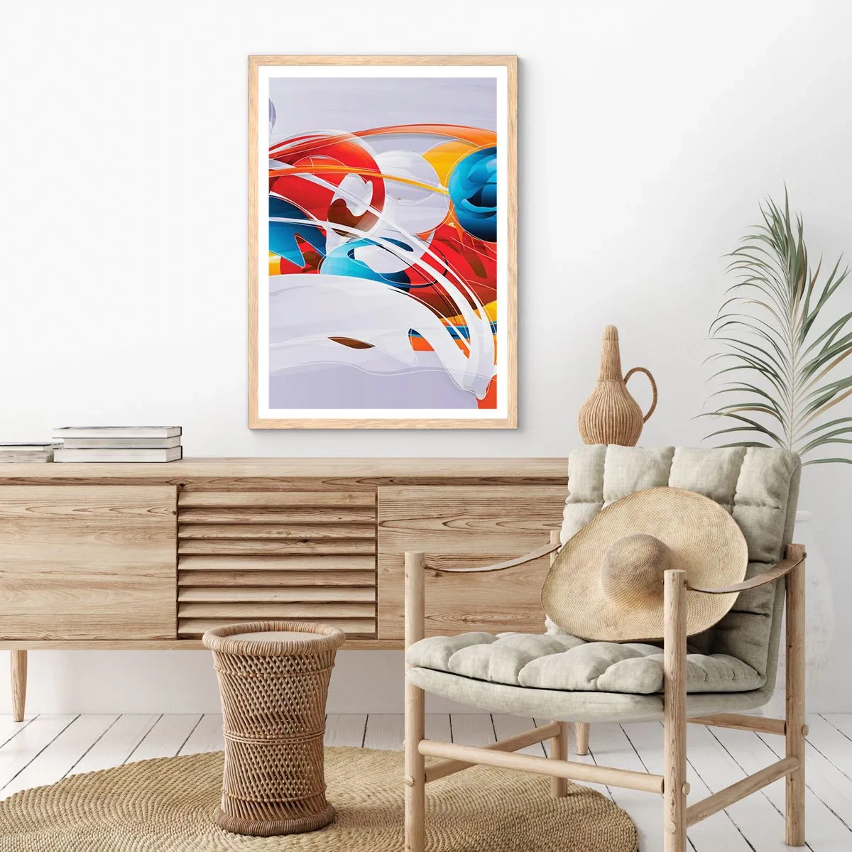 Pôster com moldura de carvalho claro - A dança dos elementos da natureza - 50x70 cm