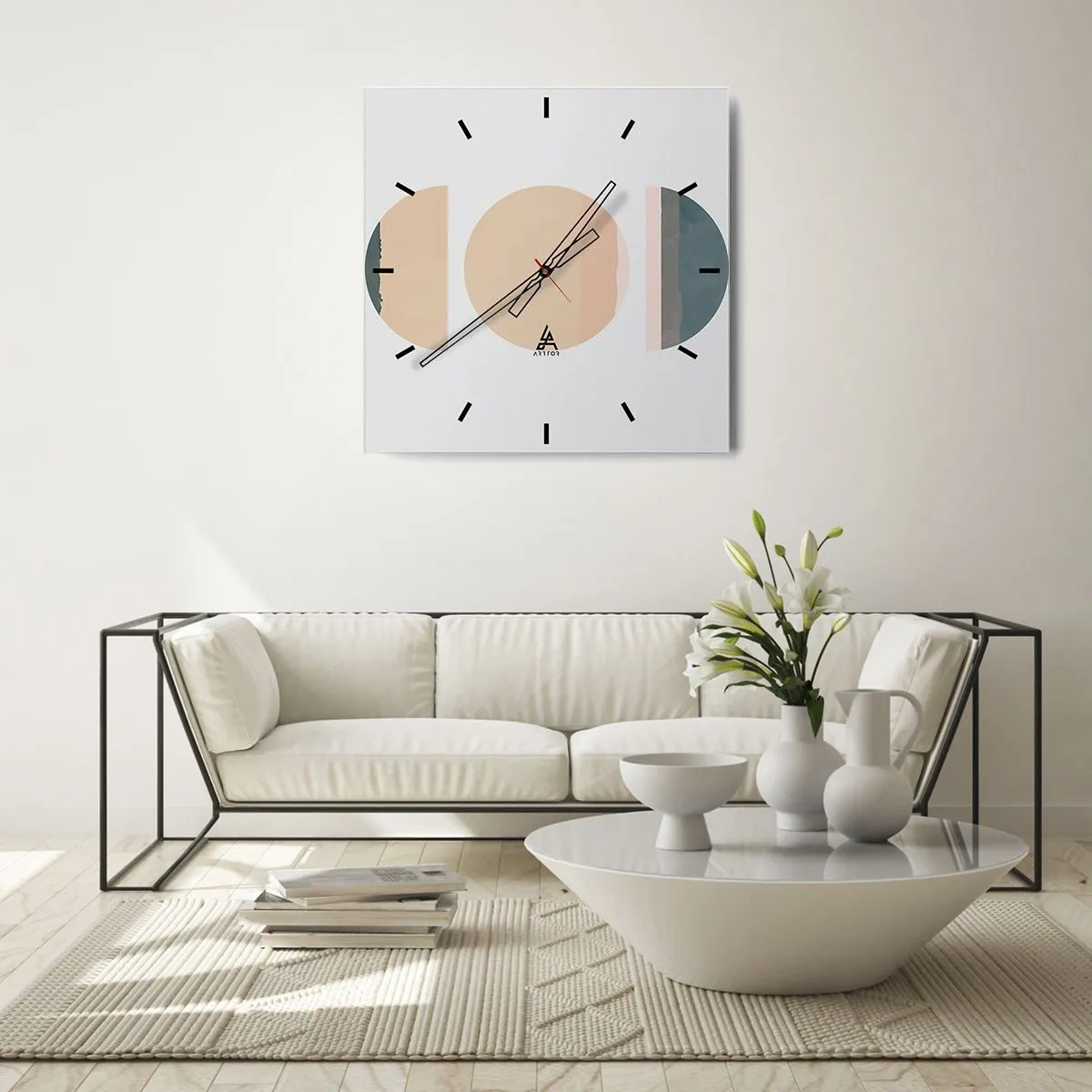 Relógio de parede - Relógio em vidro - Círculo entre círculos - 30x30 cm