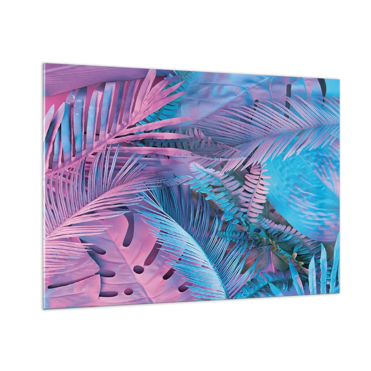 Quadro em vidro - Trópicos em rosa e azul - 100x70 cm