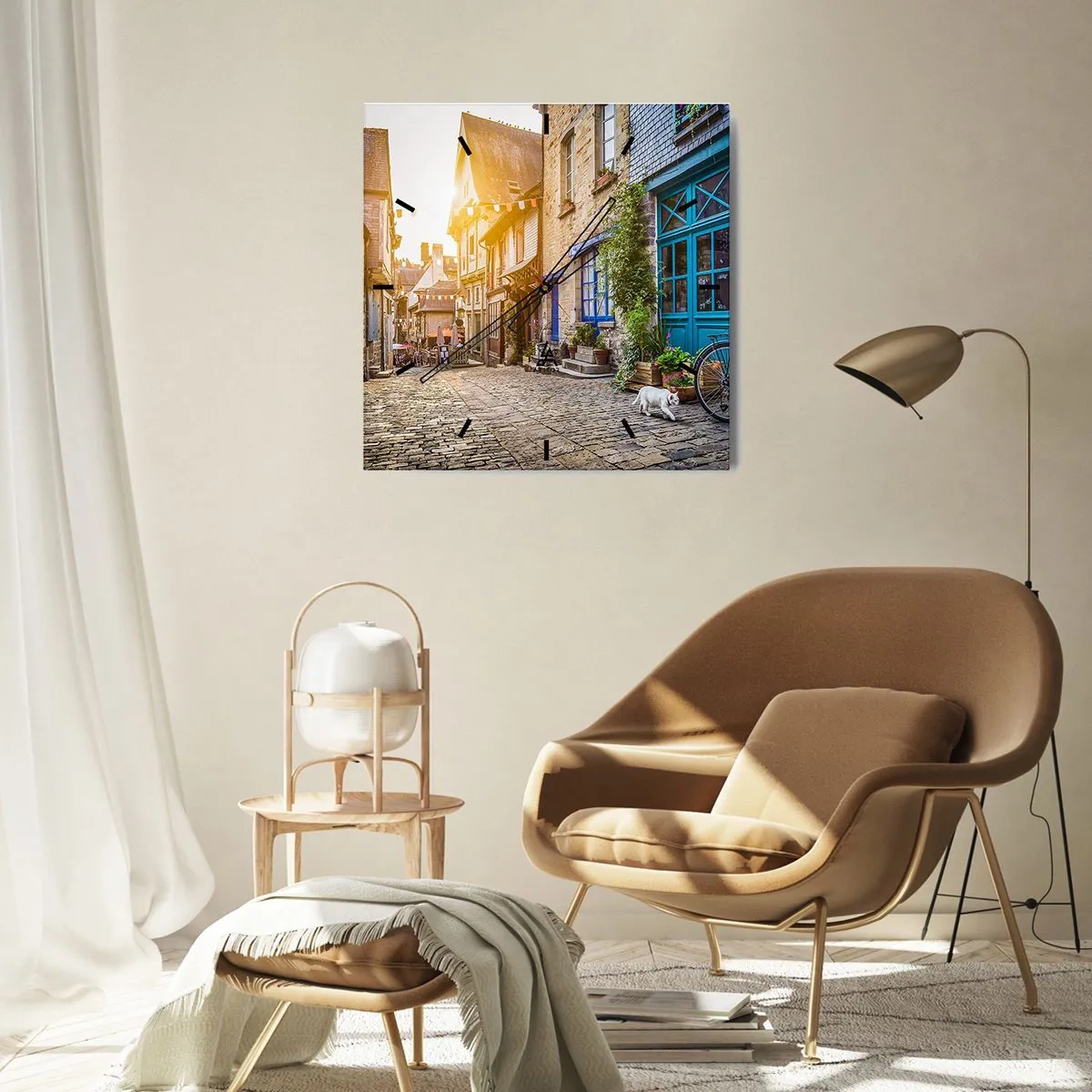 Relógio de parede - Relógio em vidro - O espírito branco da cidade - 40x40 cm