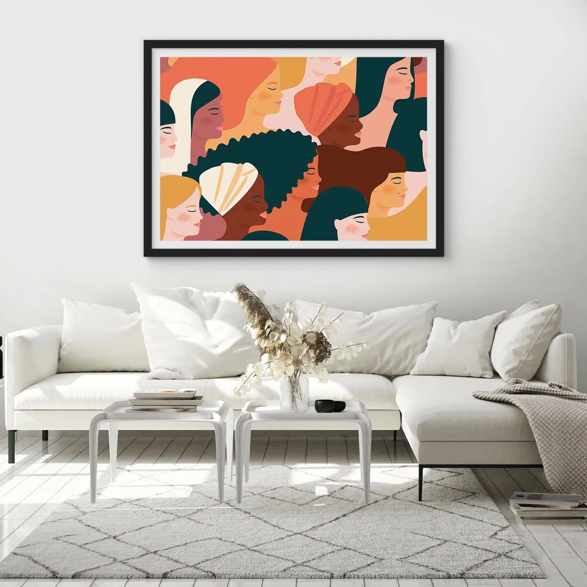 Pôster com moldura preta - Apenas feminilidade - 100x70 cm