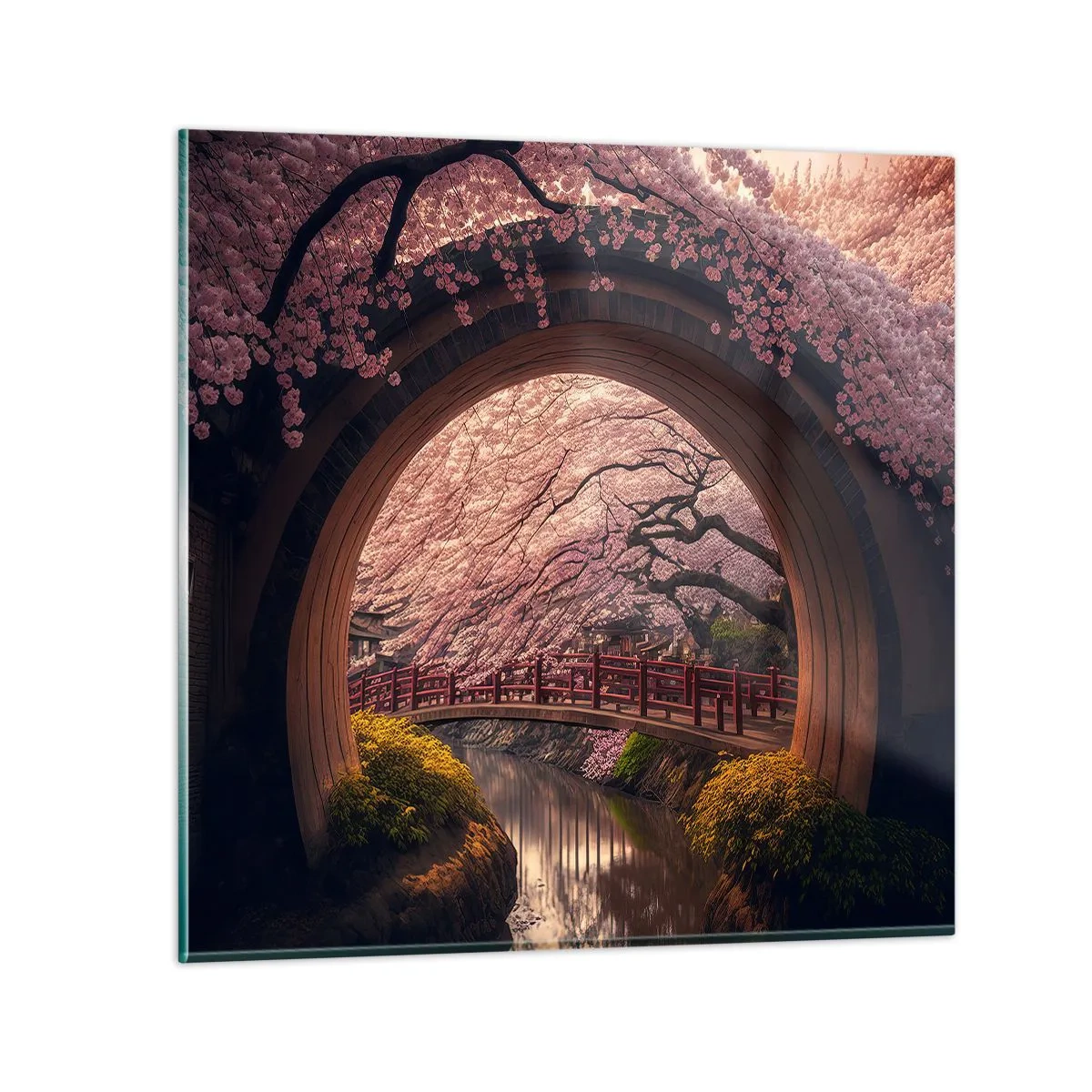 Quadro em vidro - Primavera japonesa - 60x60 cm