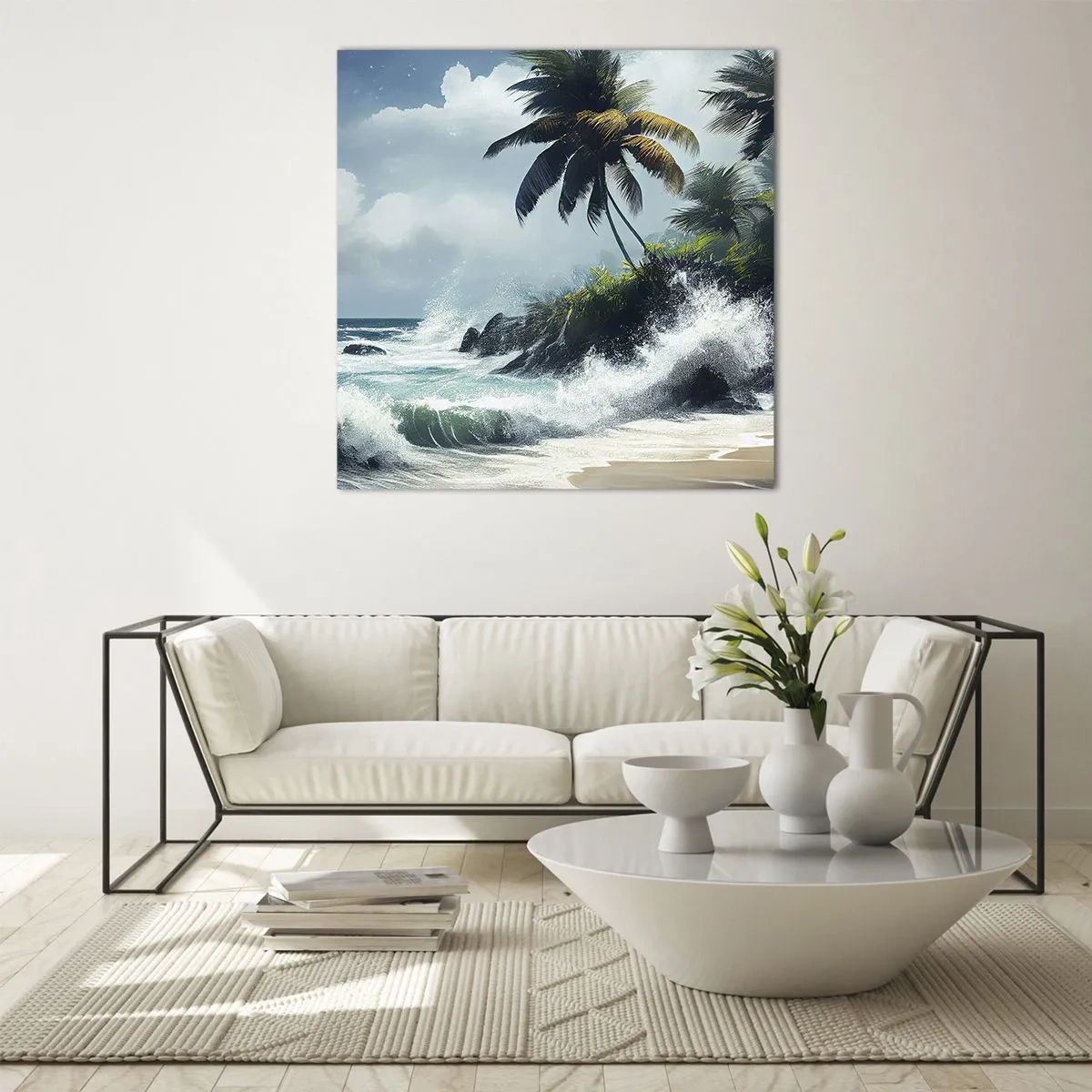 Quadro em vidro - Em uma costa tropical - 70x70 cm
