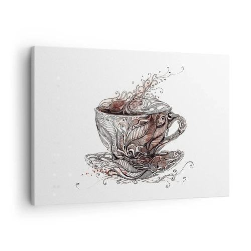 Quadro em tela - Xícara de café decorativa com padrão artístico - 70x50cm - Um chá é bom para tudo - Decoração de parede moderna para a sala de estar e quarto ARTTOR