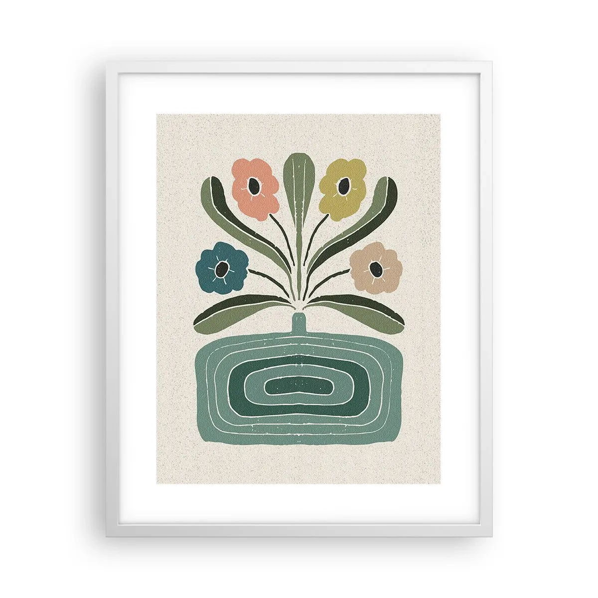 Pôster em moldura branca - Buquê simétrico - 40x50 cm