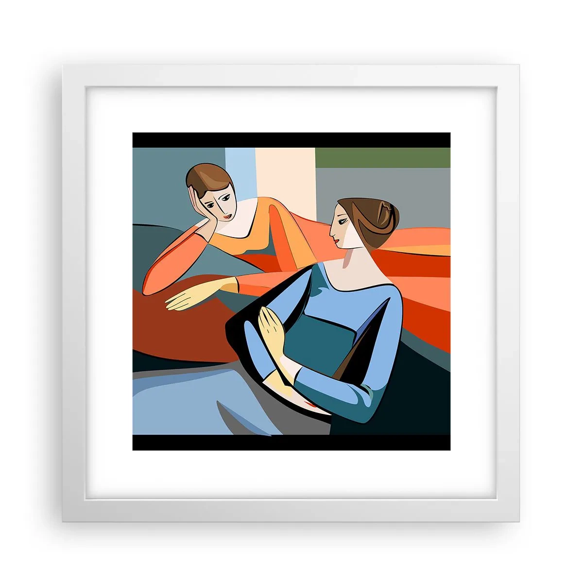 Pôster em moldura branca - Um momento de confiança - 30x30 cm