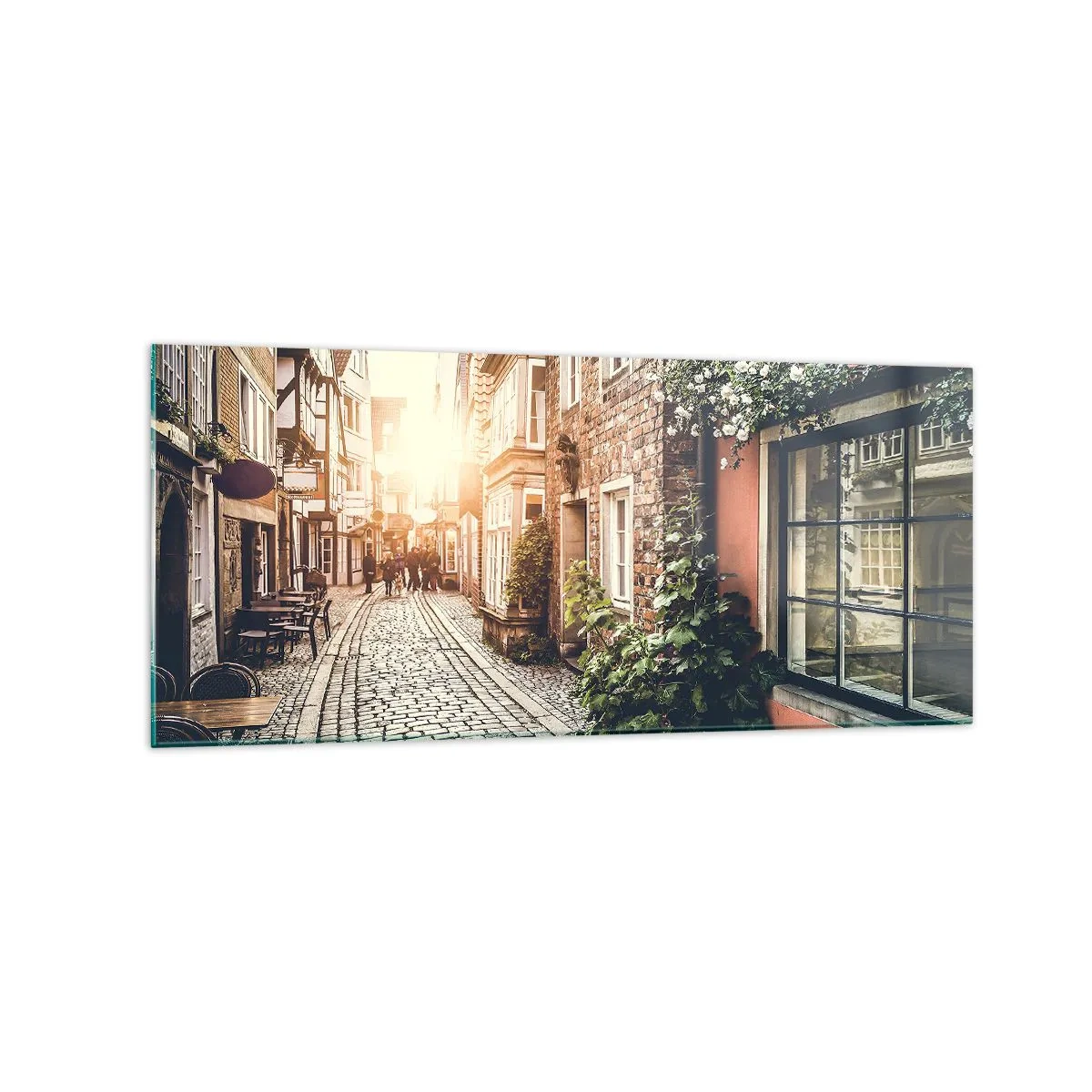 Quadro em vidro - Beco rosa em brilho rosa - 120x50 cm