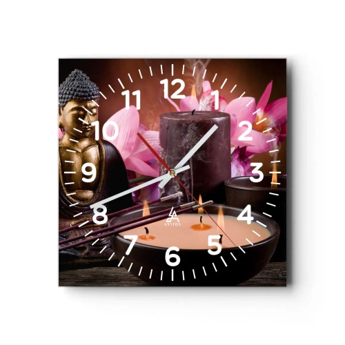 Relógio de parede - Relógio em vidro - Limpar a mente, acalmar o corpo - 40x40 cm