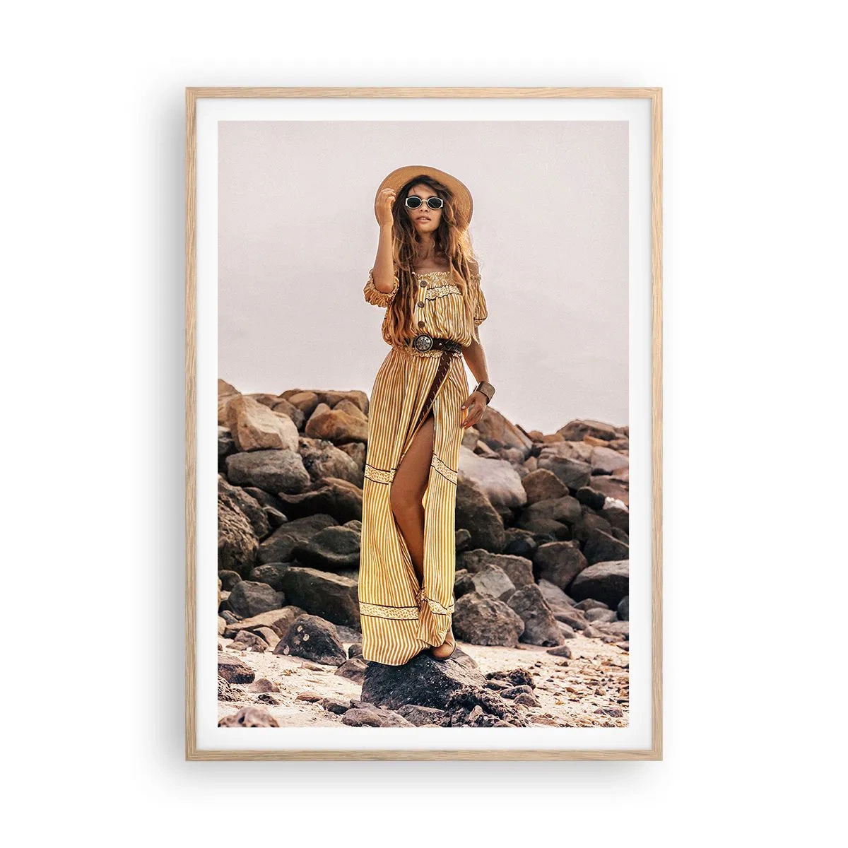 Pôster com moldura de carvalho claro - A magia das pedras - 70x100 cm