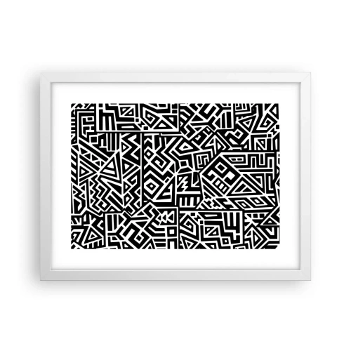 Pôster em moldura branca - Composição pré-colombiana - 40x30 cm