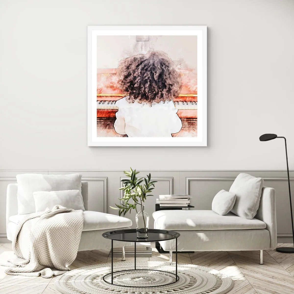 Pôster em moldura branca - Num mundo novo - 60x60 cm