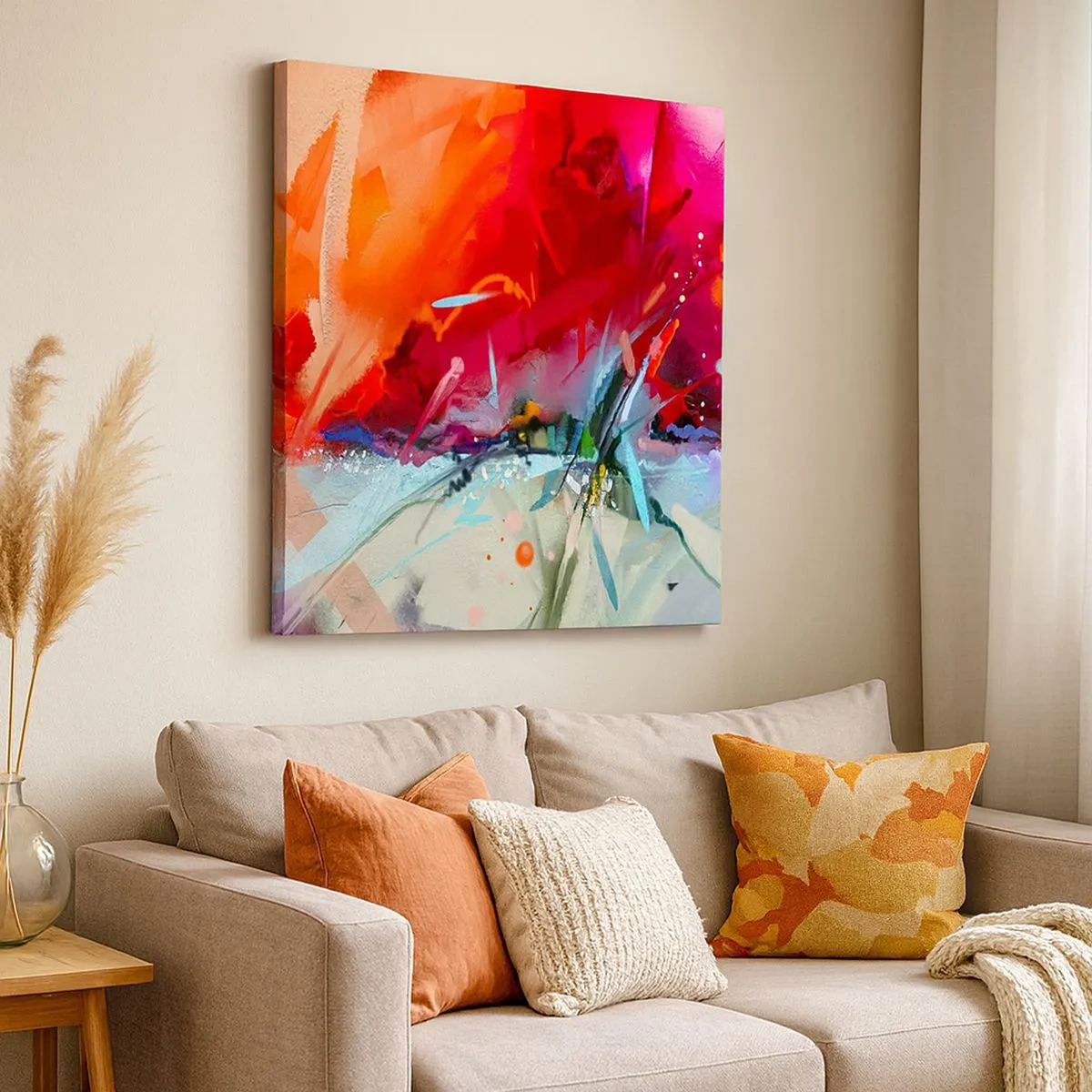 Quadro em tela - Explosão de luzes e cores - 30x30 cm