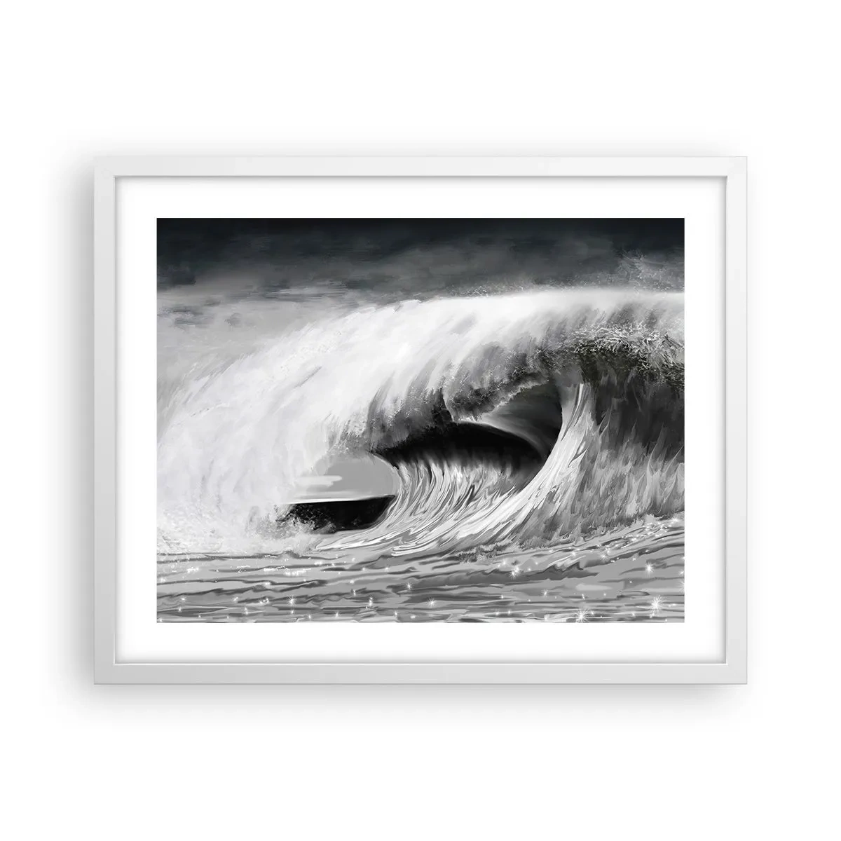 Pôster em moldura branca - A ira do oceano - 50x40 cm