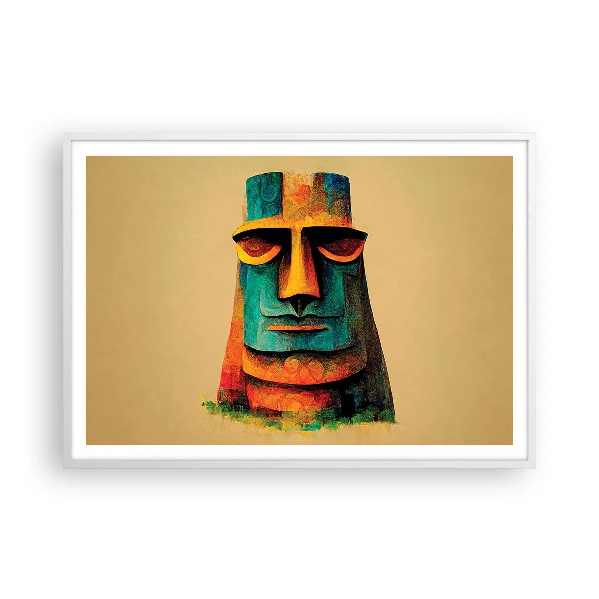 Pôster em moldura branca - Escultórico e simpático - 100x70 cm