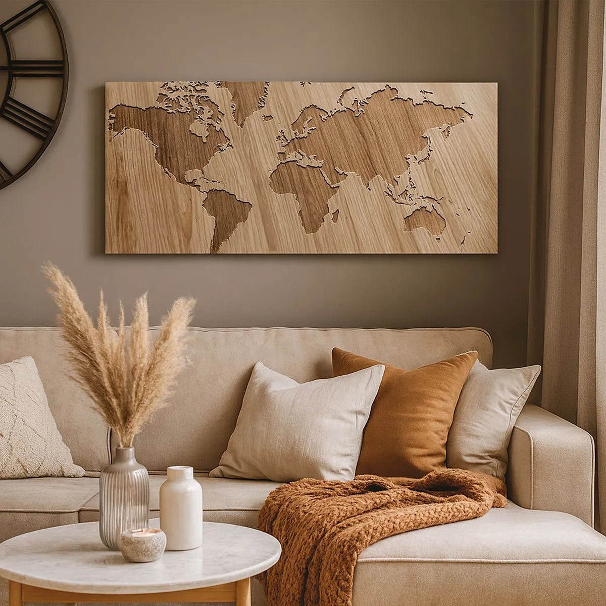 Quadro em tela - O mundo servido na mesa - 100x40 cm