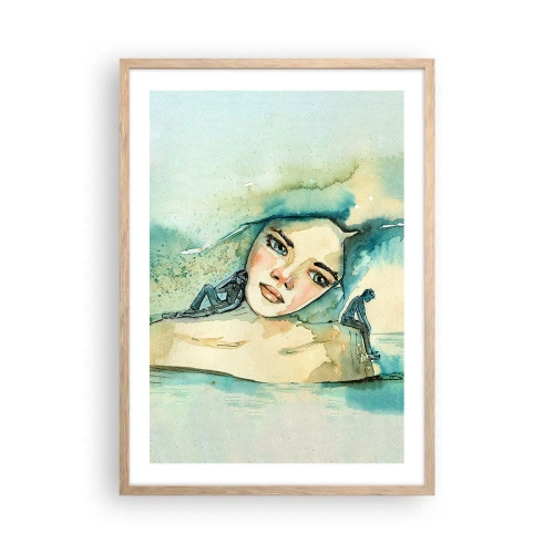 Pôster com moldura de carvalho claro - Am I blue? - 50x70 cm