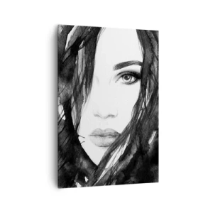 Quadro em tela - Retrato de uma dama a preto e branco - 70x100 cm