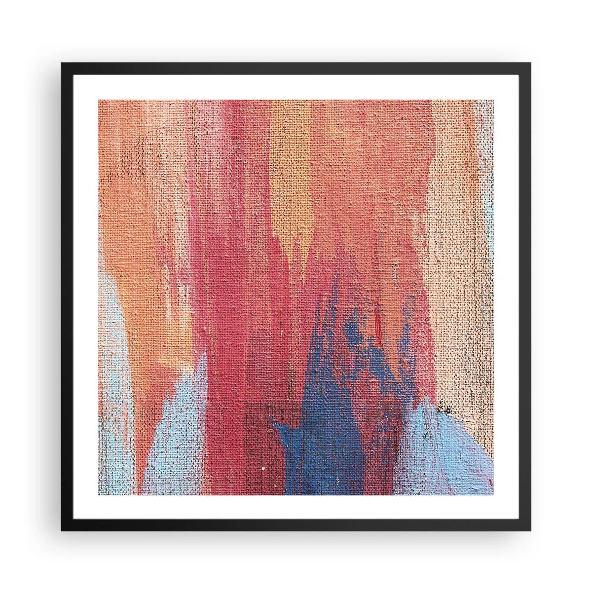 Pôster com moldura preta - Flutuar pelo arco-íris - 60x60 cm