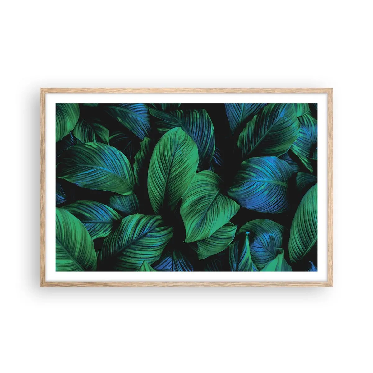 Pôster com moldura de carvalho claro - Na multidão verde - 91x61 cm