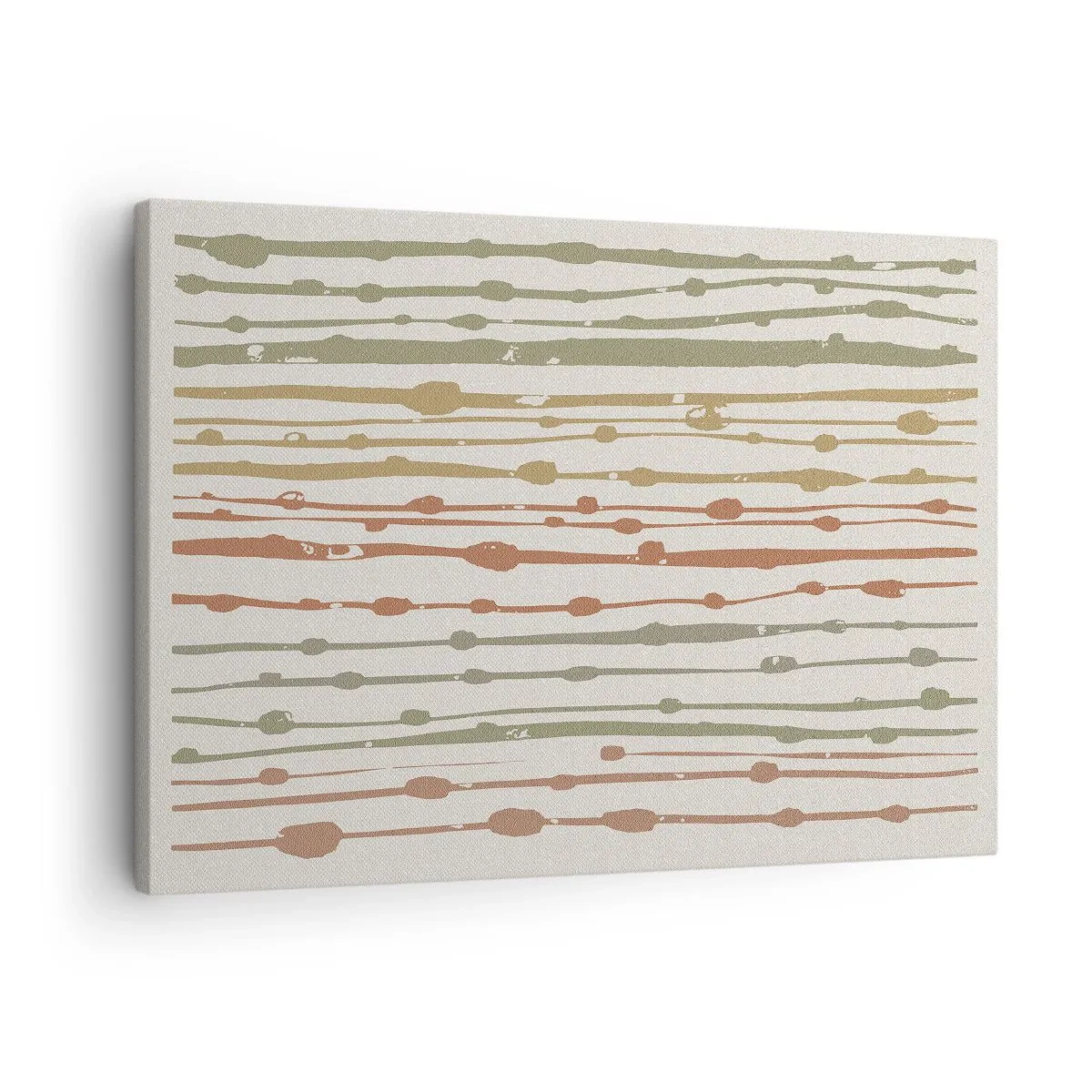 Quadro em tela - Um padrão de linhas em tons quentes sobre um fundo claro - 70x50cm - Notação musical de cores - Decoração de parede moderna para a sala de estar e quarto ARTTOR