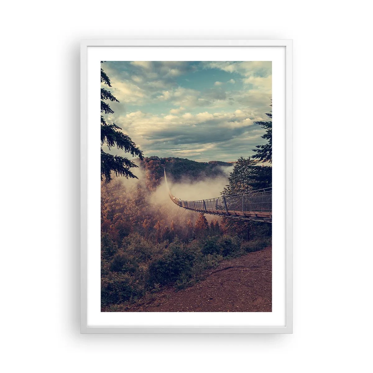 Pôster em moldura branca - Na floresta de outono - 50x70 cm