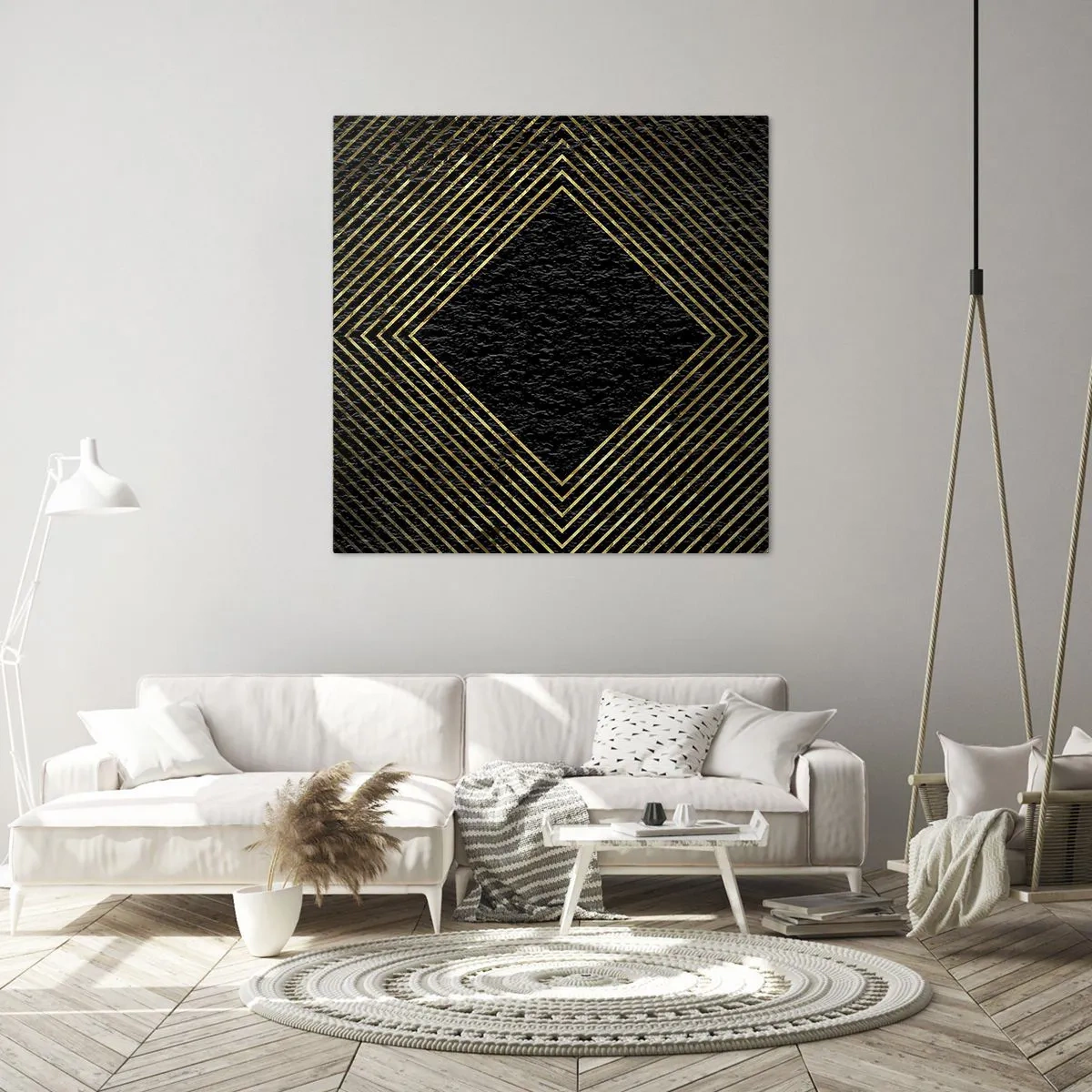 Quadro em tela - Geometria em estilo glamoroso - 60x60 cm