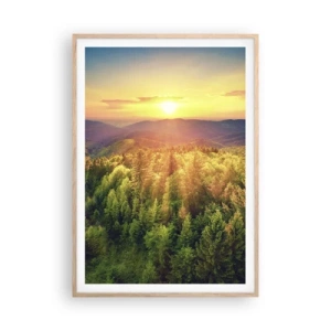 Pôster com moldura de carvalho claro - Picos e cumes - 70x100 cm