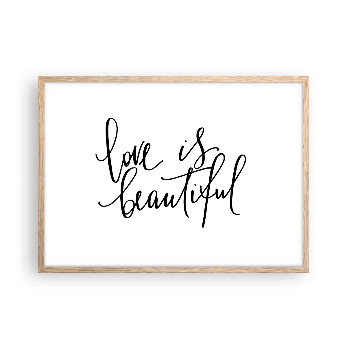 Pôster com moldura de carvalho claro - Leia e repita - 70x50 cm