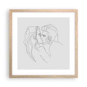 Pôster com moldura de carvalho claro - Com a mesma linha - 40x40 cm