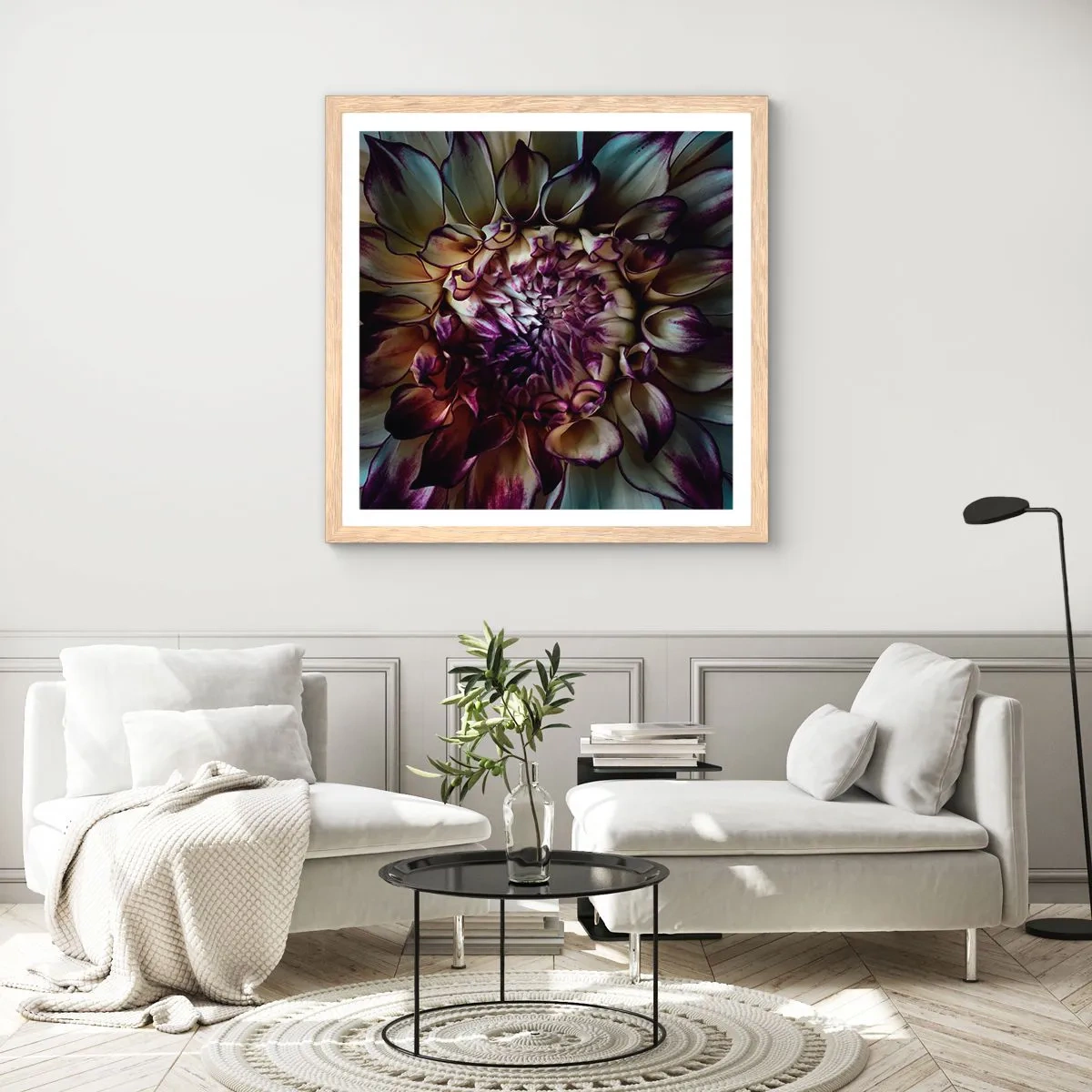 Pôster com moldura de carvalho claro - O florescimento da juventude - 60x60 cm